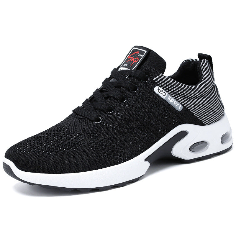 Mesh Striped Design Lace-up Sneakers