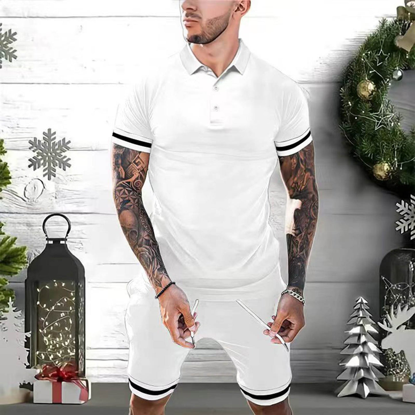 Casual Polo Shirt And Shorts Set