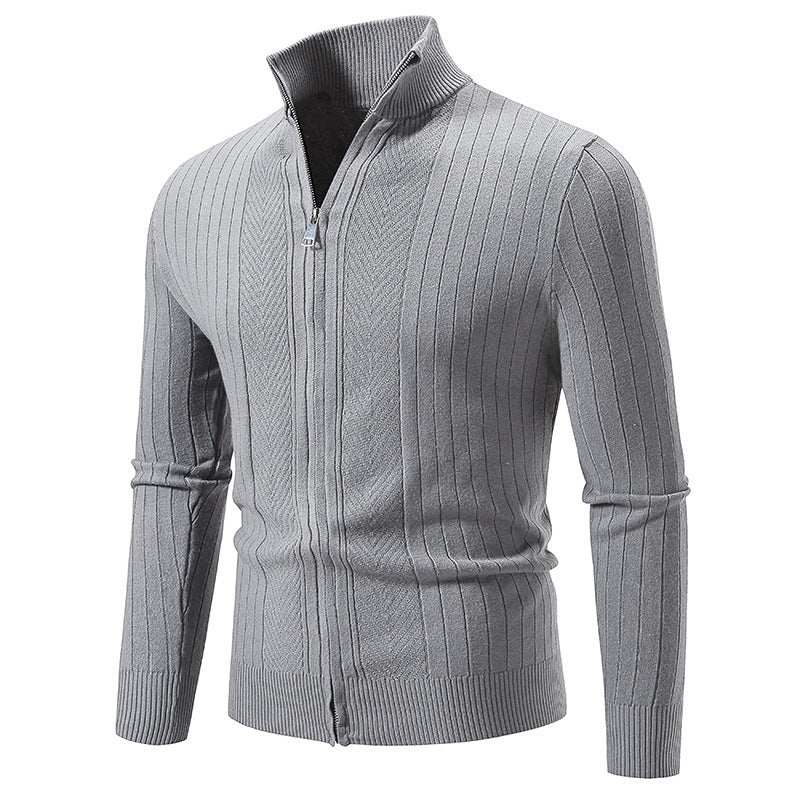 Solid Color Zipper Cardigan Jacket Coat For Men