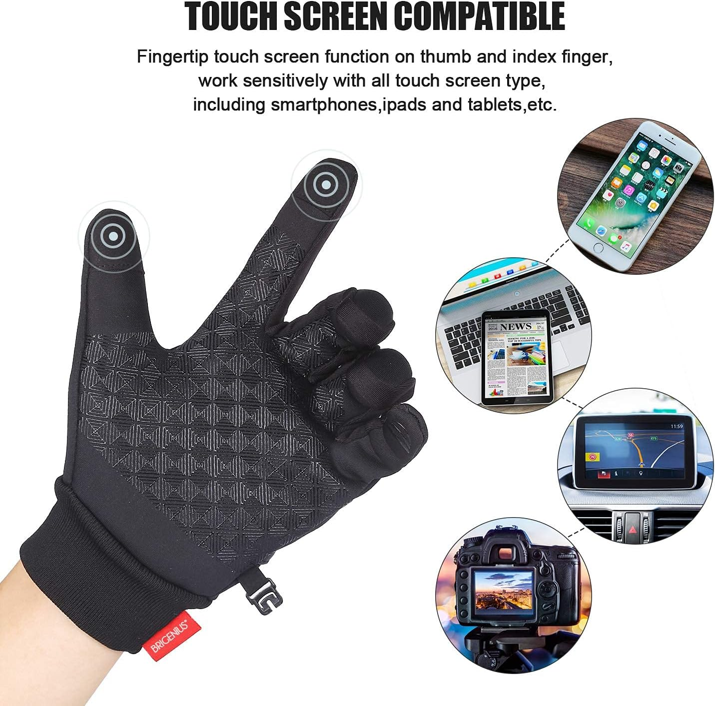 Winter Gloves for Men and Women Waterproof Thermal Gloves for Cold Weather, Running, Cycling, Hiking, Driving…