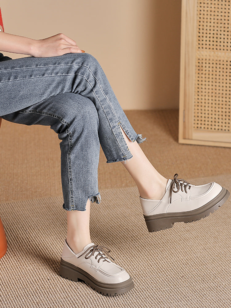 Deep Cut Thick Heel Shoes