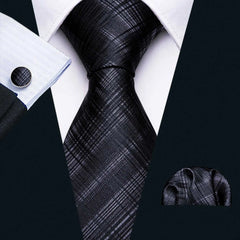 Business Black Silk Necktie Paisley Ties For Men