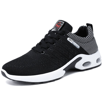 Mesh Striped Design Lace-up Sneakers