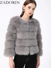 ZADORIN S-6XL Mink Coat Winter Black White Faux Fur Coat Woman Elegant Fluffy Faux Fur Jacket Top Short Fur Coats Woman Clothing