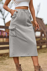 Waist Slit Denim Skirt