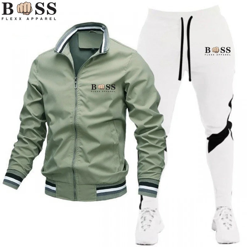 BSS FLEXX APPAREL 2024 Mens Tracksuits Men Sets Sweatshirt+sweatpants Tracksuit Zipper Stand Collar Sports Suit Jogging Fitness