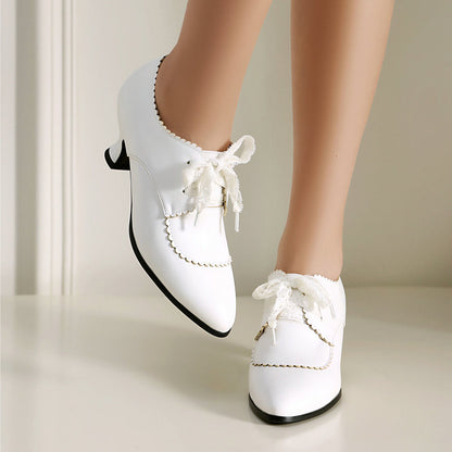 Pointed-Toe Chunky-Heel Shoes