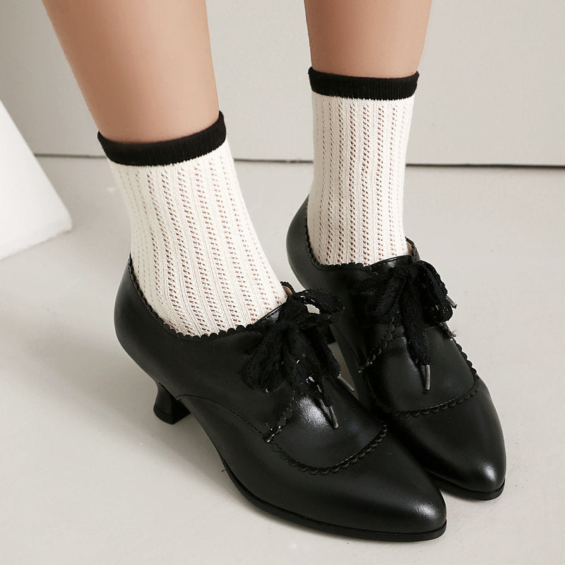 Pointed-Toe Chunky-Heel Shoes