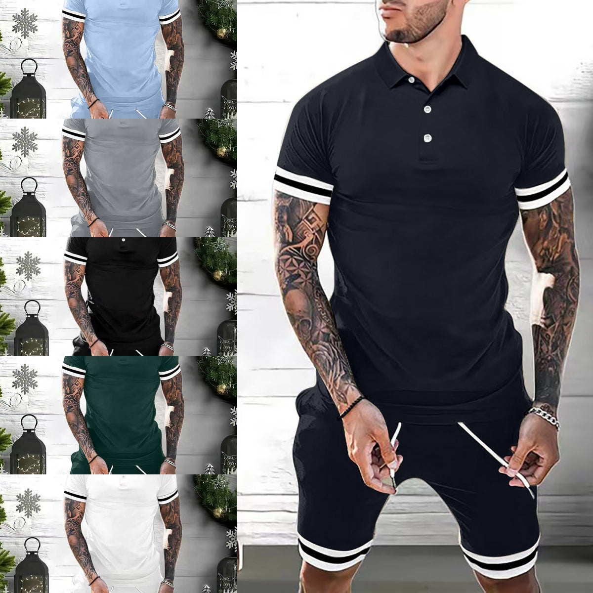 Casual Polo Shirt And Shorts Set