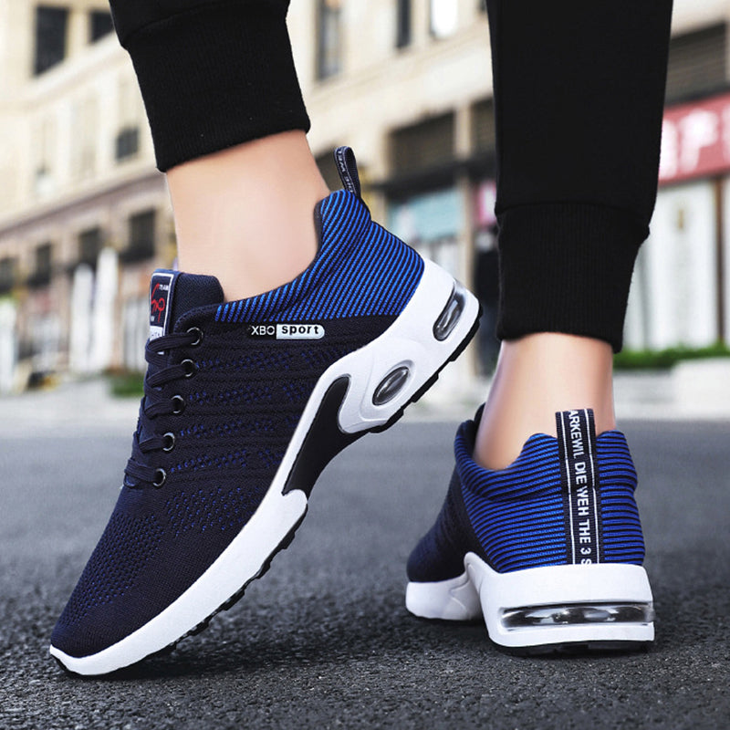 Mesh Striped Design Lace-up Sneakers