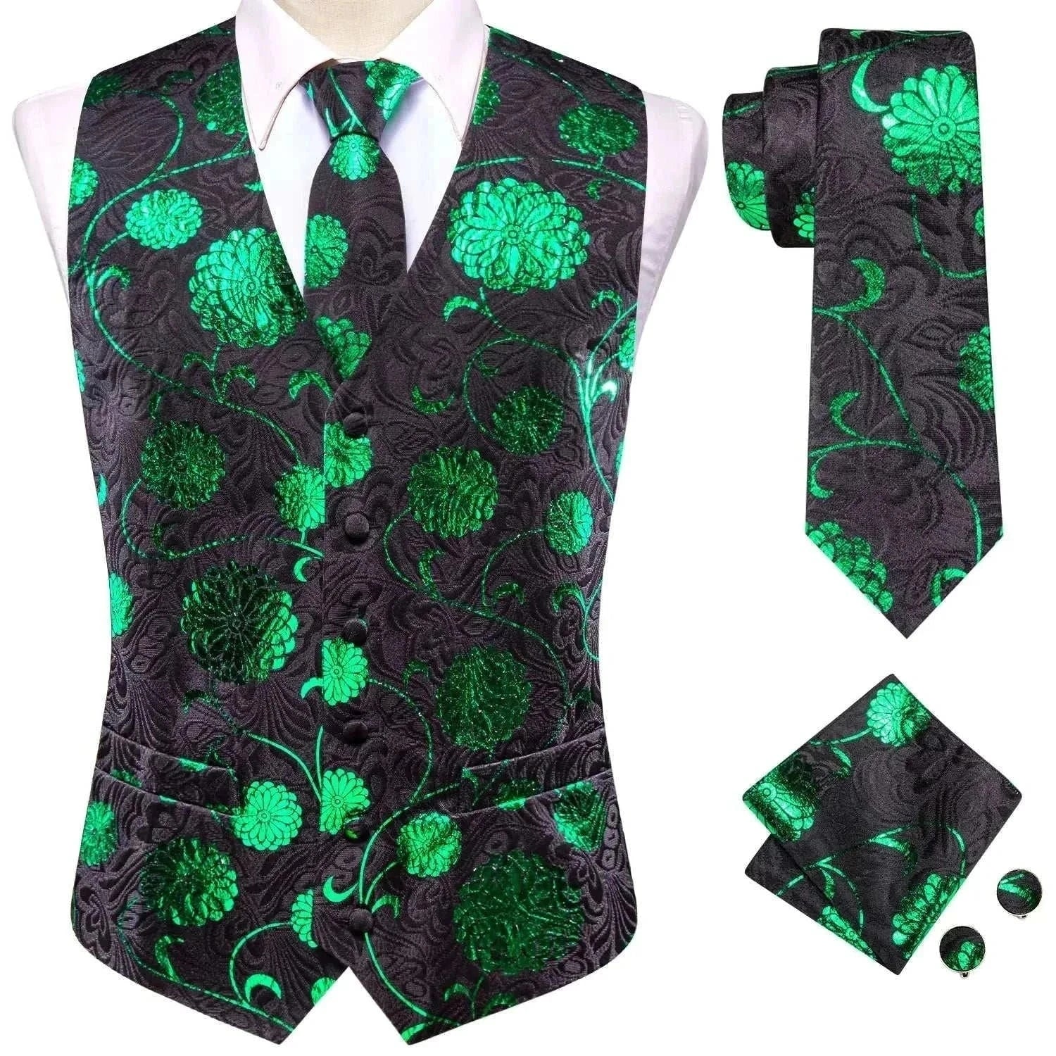 Hi-Tie 20 Color Silk Men's Vests Tie Business Formal Dress Slim Sleeveless Jacket 4PC Hanky Cufflink Blue Paisley Suit Waistcoat