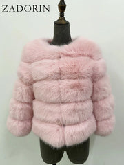 ZADORIN S-6XL Mink Coat Winter Black White Faux Fur Coat Woman Elegant Fluffy Faux Fur Jacket Top Short Fur Coats Woman Clothing
