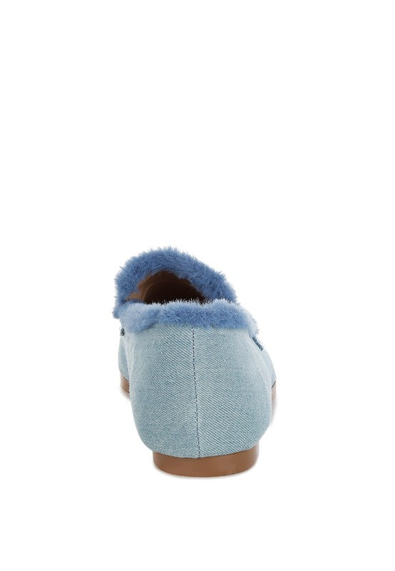 Nivena Fur Detail Denim Loafers