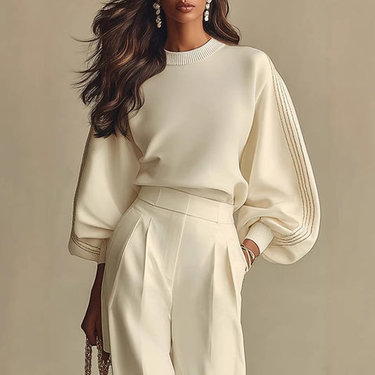 Round Neck Sweatshirt And Pants Set