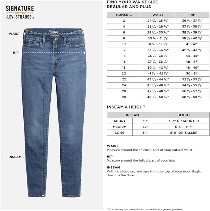 Signature by Levi Strauss & Co. Gold Women's Curvy Totally Shaping Straight Jeans (Available in Plus Size) 20 Tall Night Sky-waterless