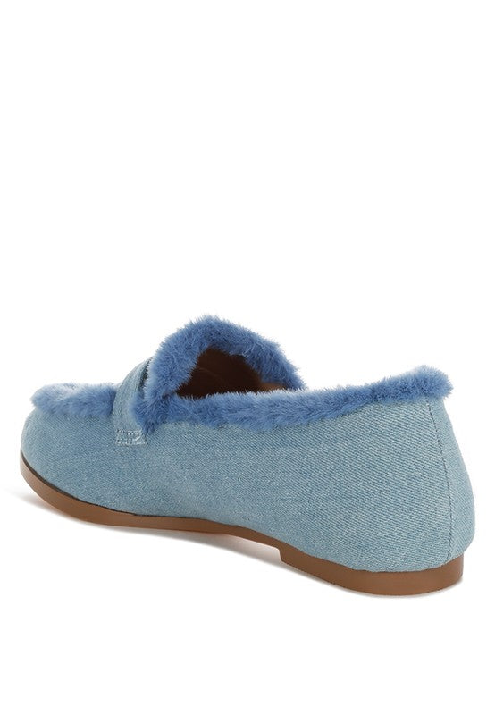 Nivena Fur Detail Denim Loafers