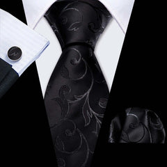 Business Black Silk Necktie Paisley Ties For Men