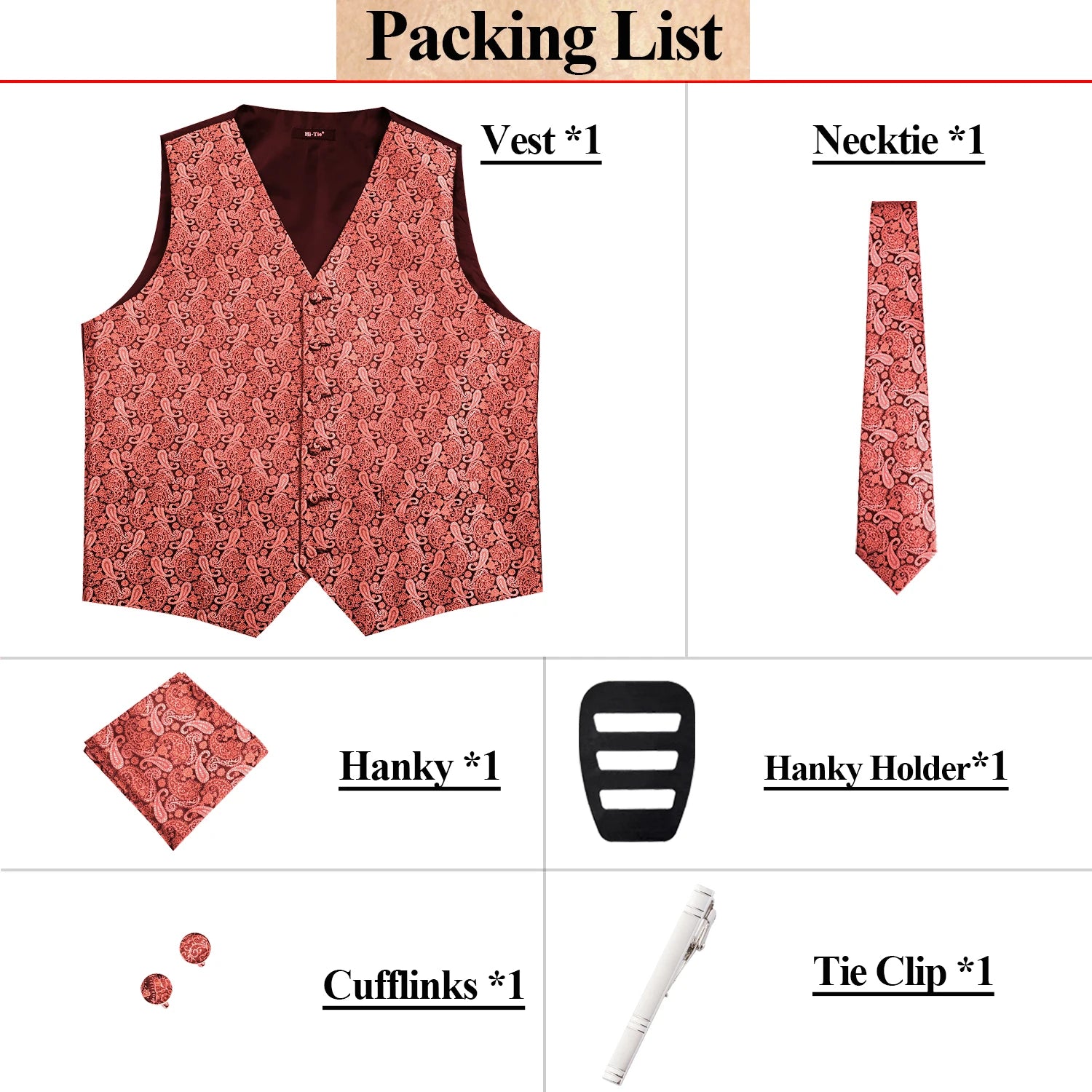 Hi-Tie 20 Color Silk Men's Vests Tie Business Formal Dress Slim Sleeveless Jacket 4PC Hanky Cufflink Blue Paisley Suit Waistcoat