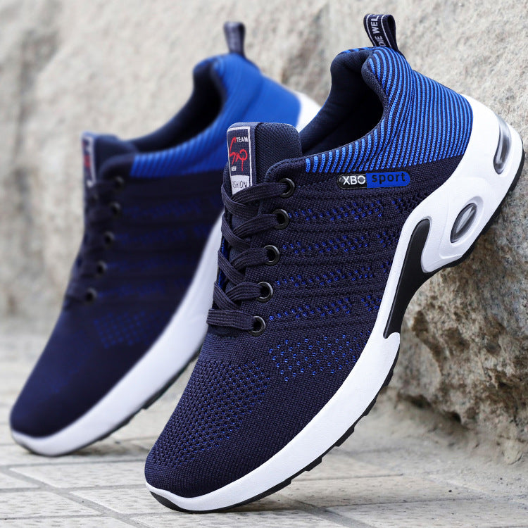 Mesh Striped Design Lace-up Sneakers