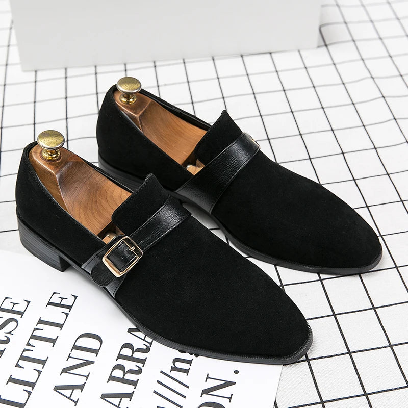 Suede Leather Designer Fashion Men's Buckle Dress Male Flats Wedding Driving Party Loafers Casual Office Shoes for Men Footwear