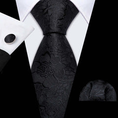 Business Black Silk Necktie Paisley Ties For Men