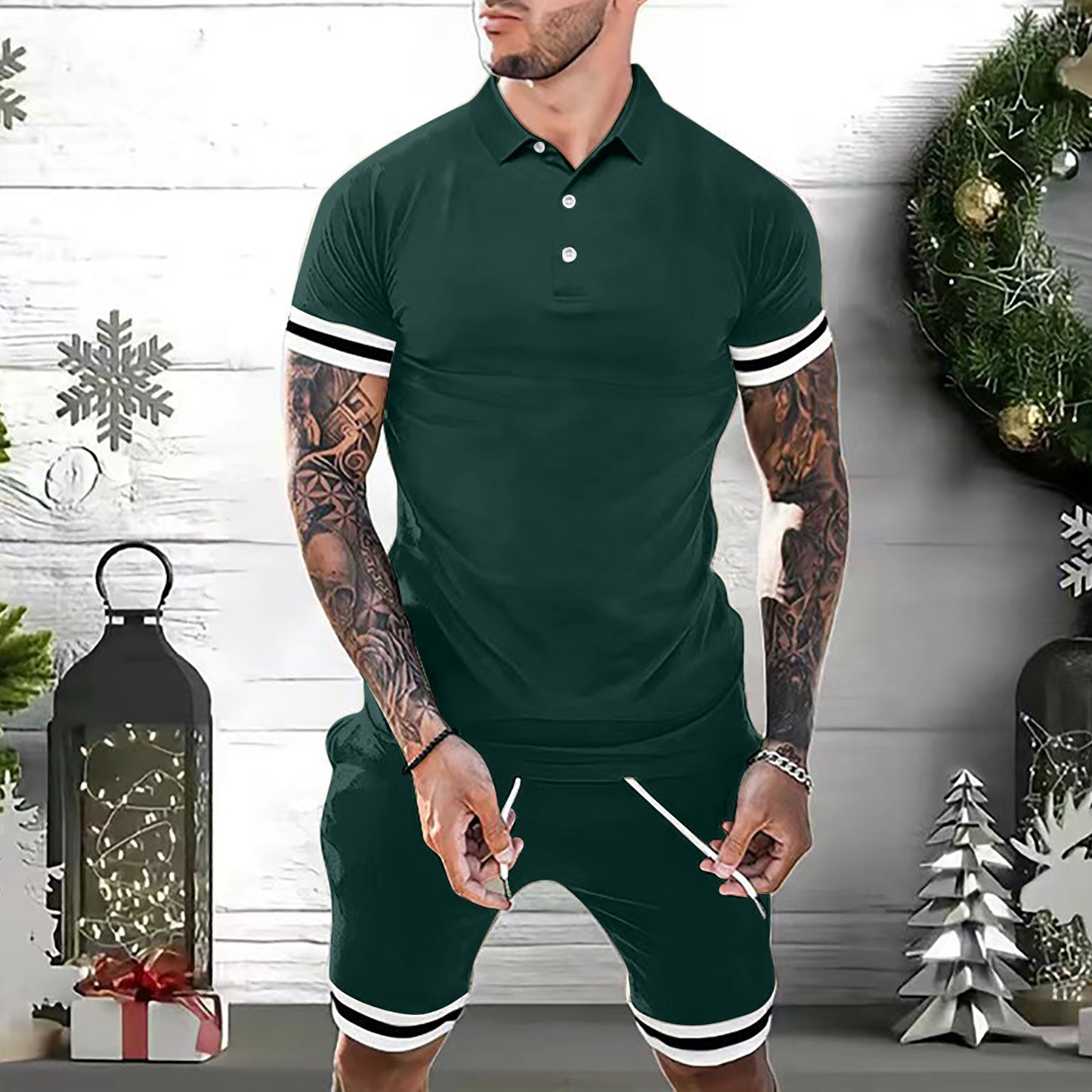 Casual Polo Shirt And Shorts Set