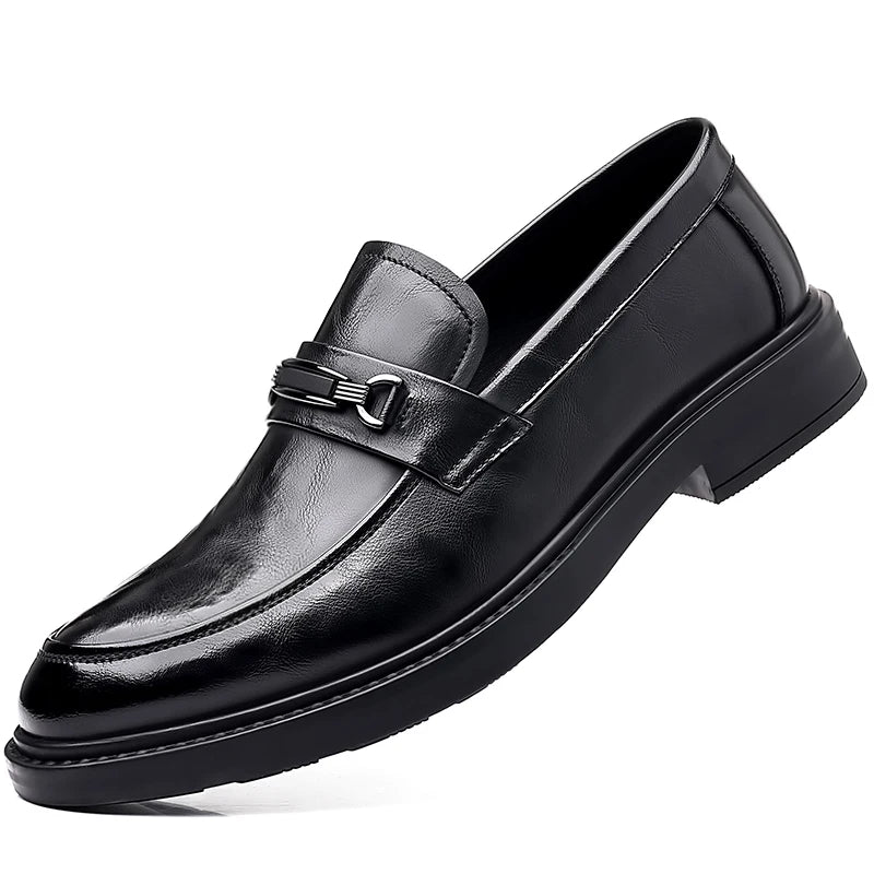 Italian High-end Leather Slip-on Shoes Mens Business Dress Square Toe British Slip-On Formal Casual Loafer Oxford Shoes Wedding