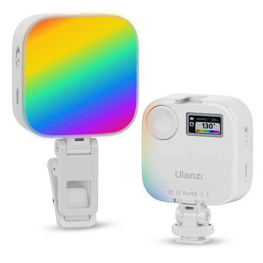 ULANZI VL49 RGB Video Lights, LED Camera Light 360° Full Color Portable Photography Lighting w 3 Cold Shoe, 2000mAh Rechargeable CRI 95+ 2500-9000K Dimmable Panel Lamp Support Magnetic Attraction