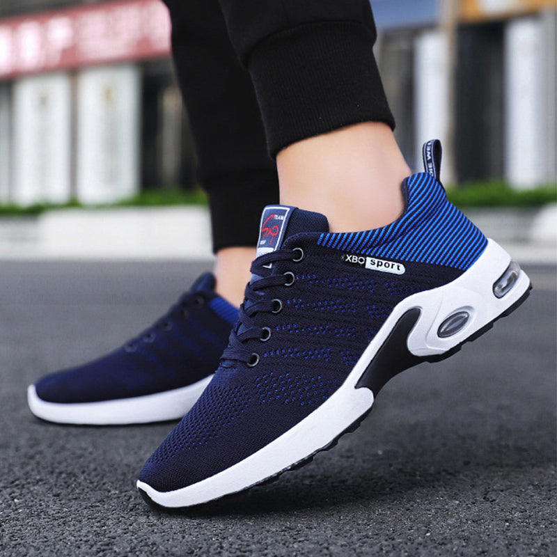 Mesh Striped Design Lace-up Sneakers