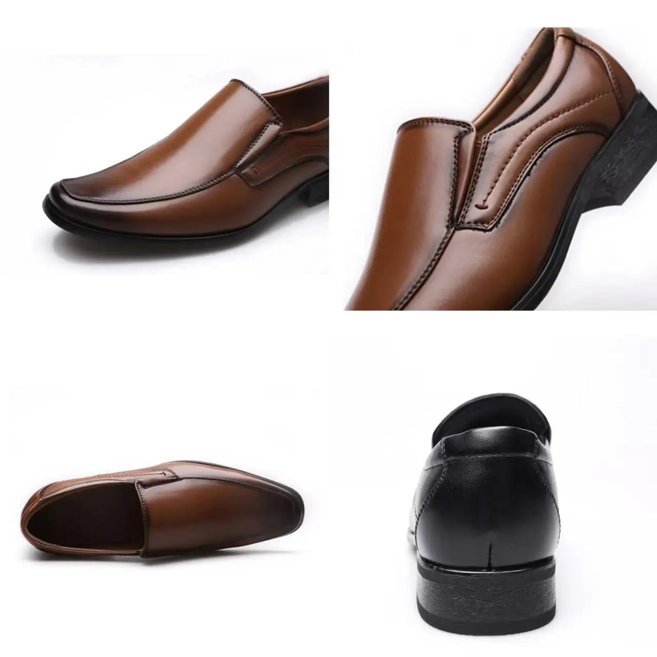 Plus Size Dress Shoes for Men Business Shoes 2024 New Slip on Square Toe Loafers Handmade Polish Leather Casual Sapato Masculino