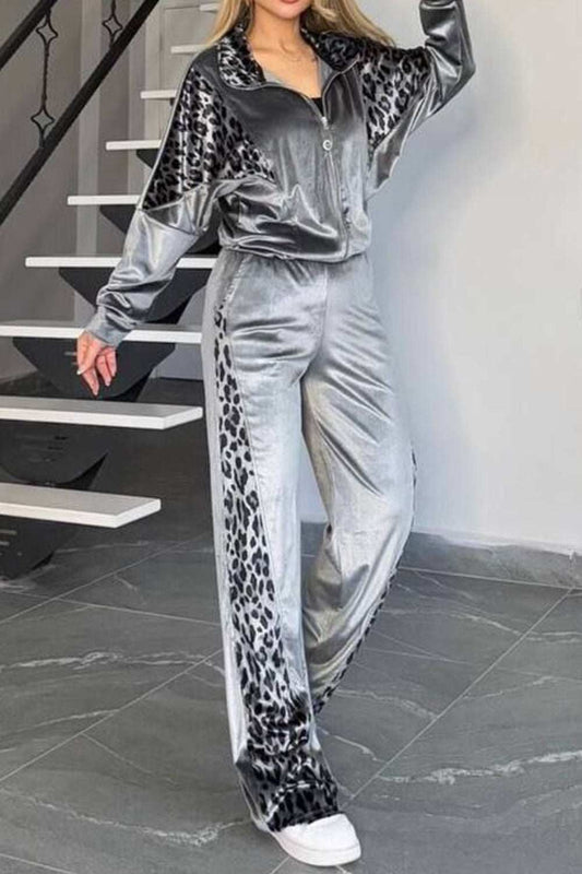full-size-collared-neck-leopard-zip-up-top