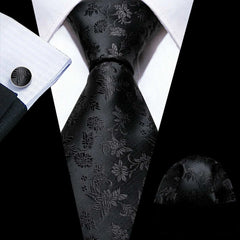 Business Black Silk Necktie Paisley Ties For Men