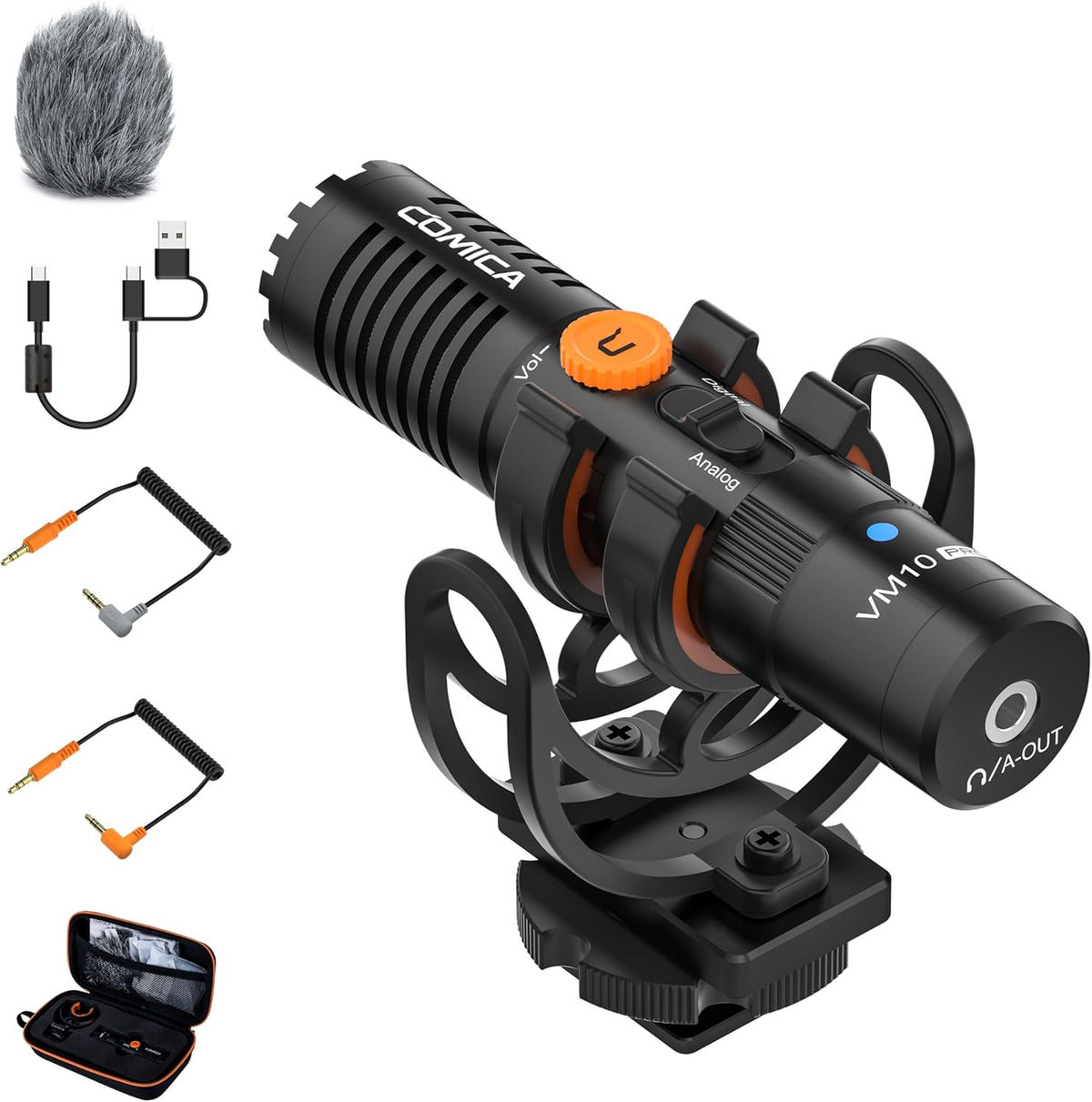 COMICA VM10 PRO Universal Video Microphone - Adjustable Gain, USB C Digital Output, Monitoring - Shotgun Mic for Camera, Smartphone, Tablet, PC - Ideal for Vlogging, Live Streaming, and Recording