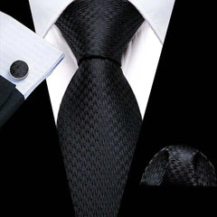 Business Black Silk Necktie Paisley Ties For Men
