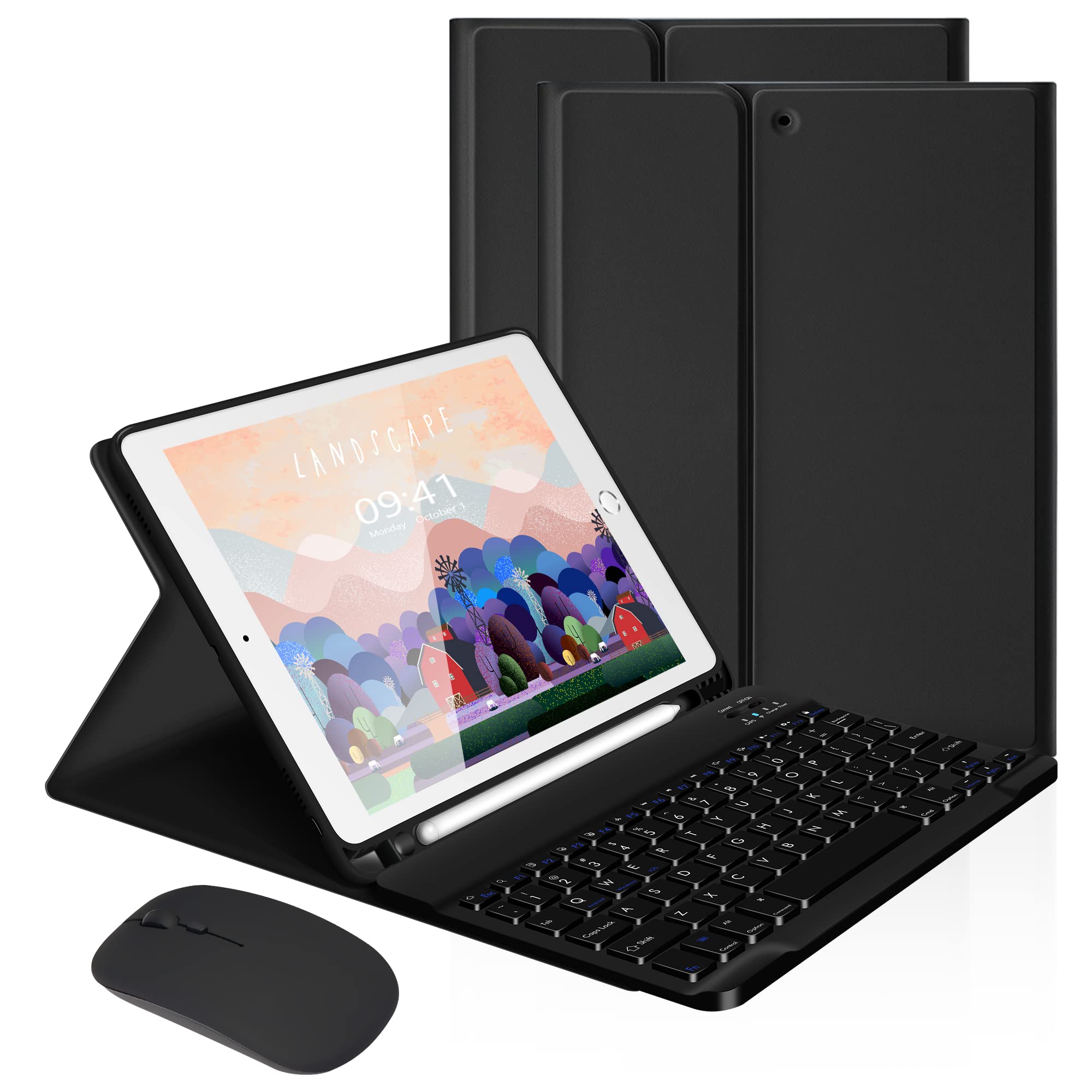 LAMA Wireless Keyboard Case with Mouse for iPad 10.2" 9th 8th 7th Generation, Detachable Bluetooth Keyboard with Pencil Holder for iPad 10.2 Inch/iPad Air 10.5"(3rd Gen)/iPad Pro 10.5 in, Dark Green