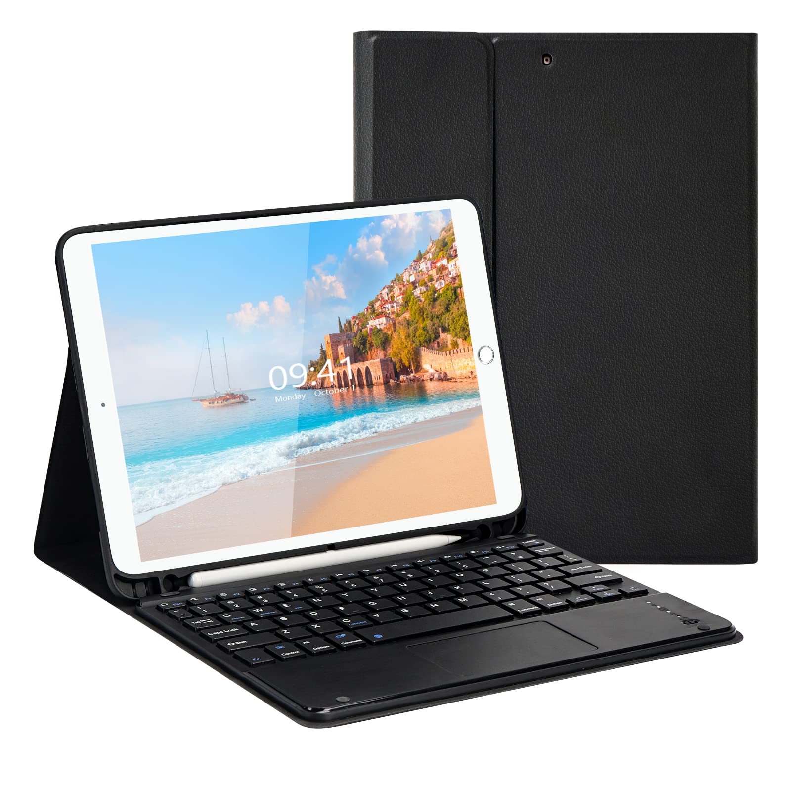 LAMA Wireless Keyboard Case with Mouse for iPad 10.2" 9th 8th 7th Generation, Detachable Bluetooth Keyboard with Pencil Holder for iPad 10.2 Inch/iPad Air 10.5"(3rd Gen)/iPad Pro 10.5 in, Dark Green