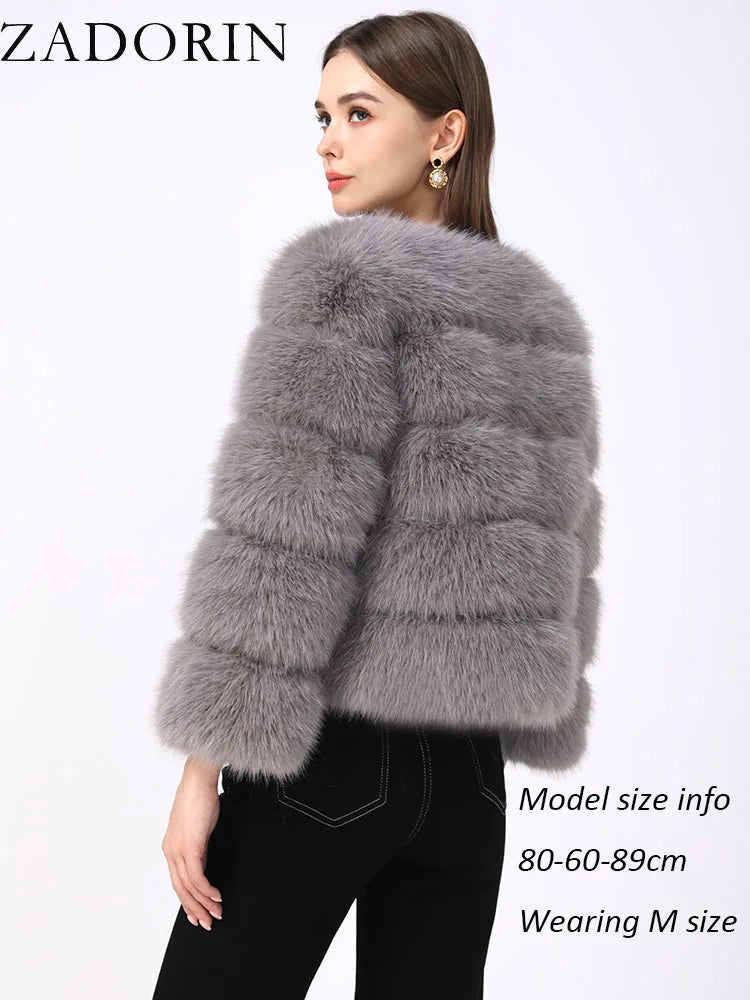 ZADORIN S-5XL Mink Coats Autumn Winter Fluffy Black Faux Fur Coat Women Elegant Thick Warm Faux Fur Jackets For Women 2024 Tops