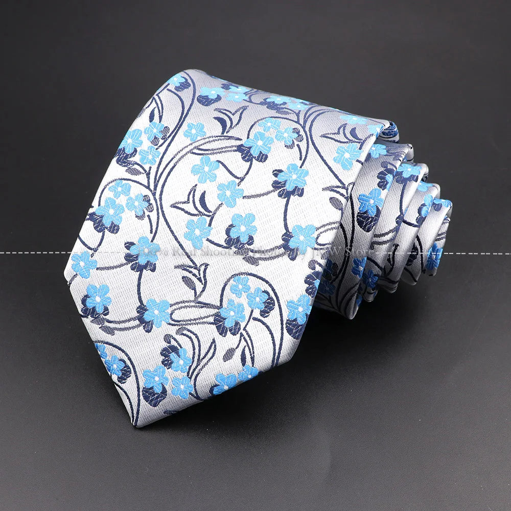 New Design Wedding Men Tie Grey Solid Striped Paisley Flower Neckties Men Business Dropshipping Groom Collar Accessories Gift