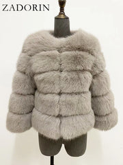 ZADORIN S-6XL Mink Coat Winter Black White Faux Fur Coat Woman Elegant Fluffy Faux Fur Jacket Top Short Fur Coats Woman Clothing