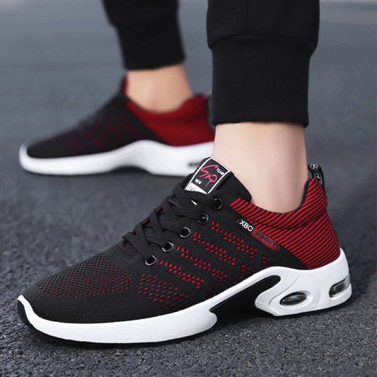 Mesh Striped Design Lace-up Sneakers