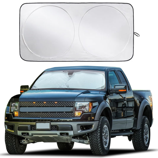 EcoNour Patented Design Car Windshield Sun Shade | Blocks 99% Heat & Keeps Interior Cool | Fits Cars, SUVs, Trucks | Automotive Sun Screen, Visor & Car Accessories for Summer | Medium (64x32 Inches)
