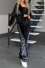 full-size-collared-neck-leopard-zip-up-top