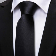 Business Black Silk Necktie Paisley Ties For Men