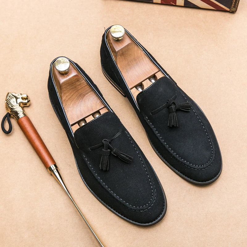 Suede Leather Designer Fashion Men's Buckle Dress Male Flats Wedding Driving Party Loafers Casual Office Shoes for Men Footwear