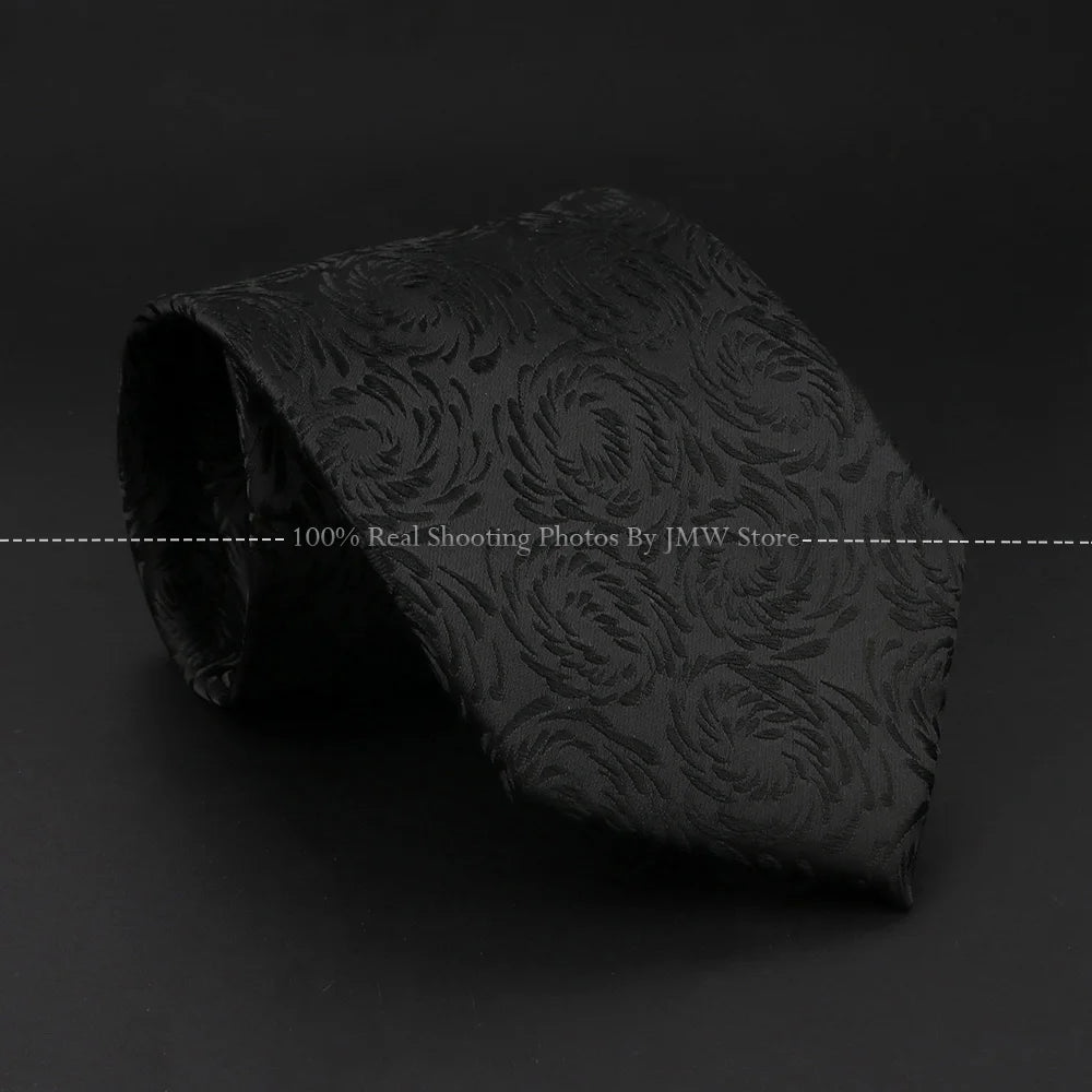 New Design Wedding Men Tie Black Solid Striped Paisley Flower Neckties Men Business Dropshipping Groom Collar Accessories Gift