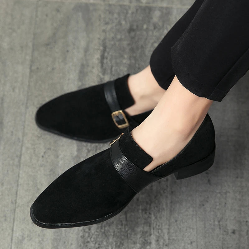 Suede Leather Designer Fashion Men's Buckle Dress Male Flats Wedding Driving Party Loafers Casual Office Shoes for Men Footwear