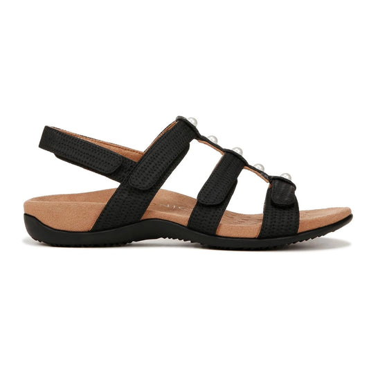 Vionic Women'S Rest Amber Backstrap Sandal Black Woven Faux Leather
