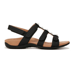 Vionic Women'S Rest Amber Backstrap Sandal Black Woven Faux Leather
