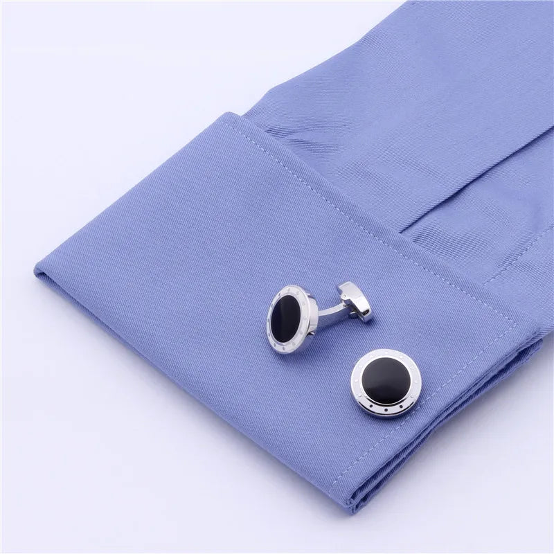 HAWSON Luxury Cufflinks for men, Blue and Black Designer Men's French Shirt Accessories Father's Gift