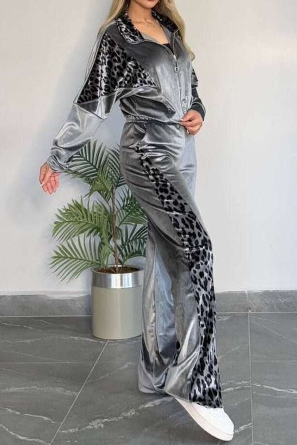 full-size-collared-neck-leopard-zip-up-top
